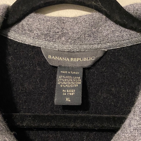 Banana Republic Men's Charcoal Zip-Up Sweater - Picture 2 of 3